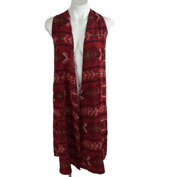 Lularoe Joy Sleeveless Duster Vest Red Womens Size XS - Picture 1 of 6